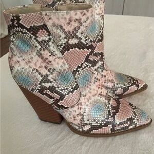Fashion Nova Pink and Blue Ankle Booties